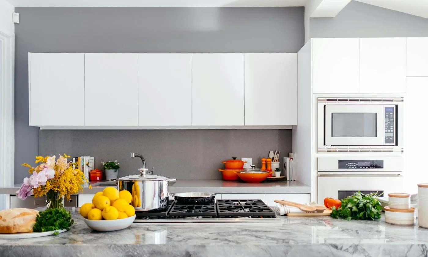 Modern kitchen with integrated domestic appliances